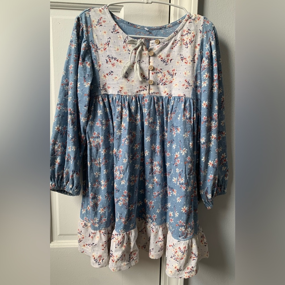 Beautiful Next Blue Floral Dress Size 5-6yrs